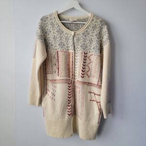 sundance women's Victoria Embroidered Cardigan size M Fair Isle Western Boho